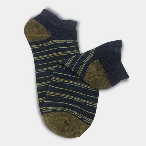 Multi Stripes Stretch Cotton Ankle Socks Blue